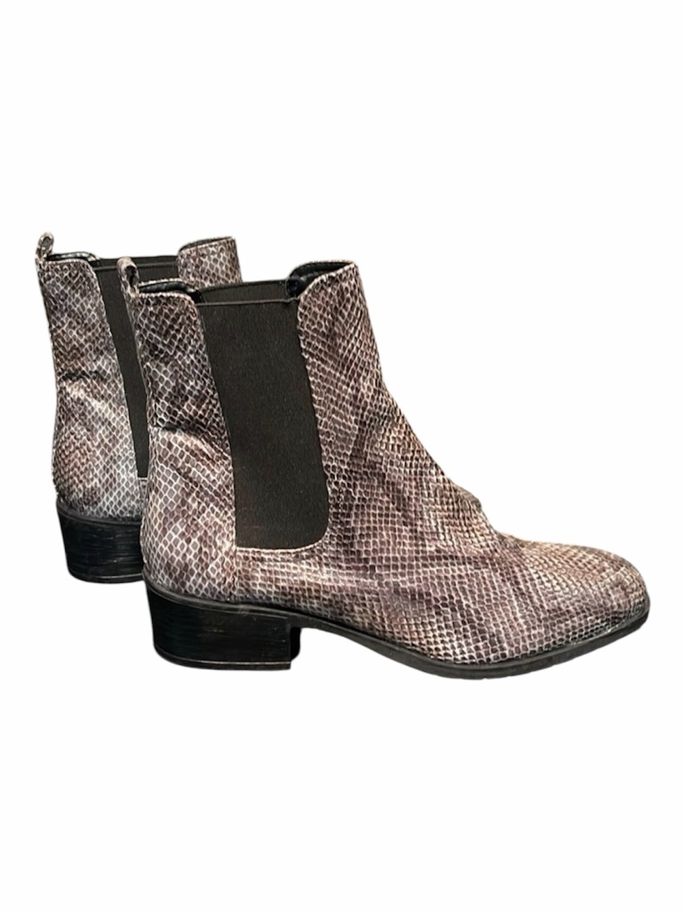 NEW Kenneth Cole Reaction Booties Salt Chelsa Black Grey Snake Boots Size 9